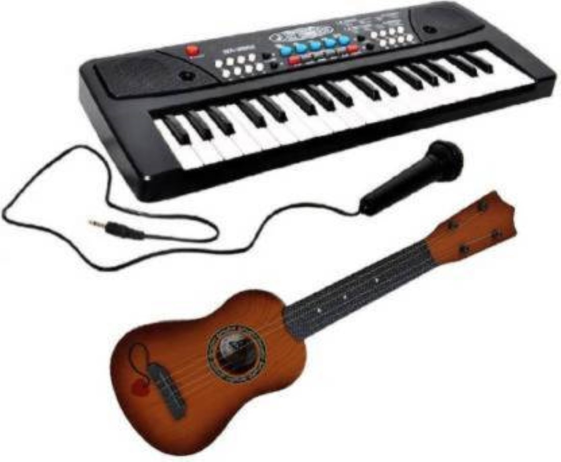 mayank & company 37 Key Piano Keyboard with Recording and Mic with Musical Guitar m image 1