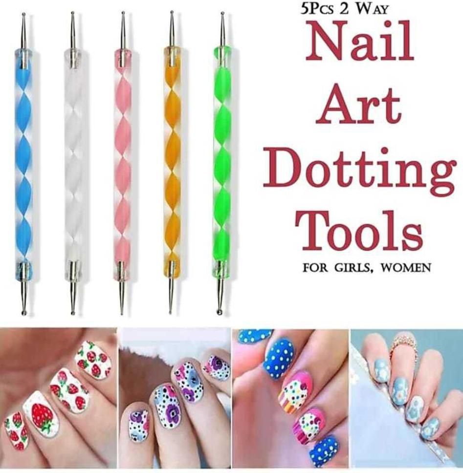 party hub 5 pcs Dotting Pen Marbleizing Tool 2-Way Nail Art-picture-31
