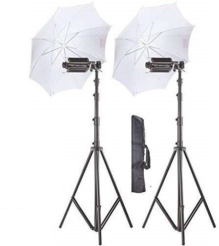 WON Pair Porta Umbrella Video Light for Video Photography Portable Studio Kit (9Ft) White Reflector Umbrella