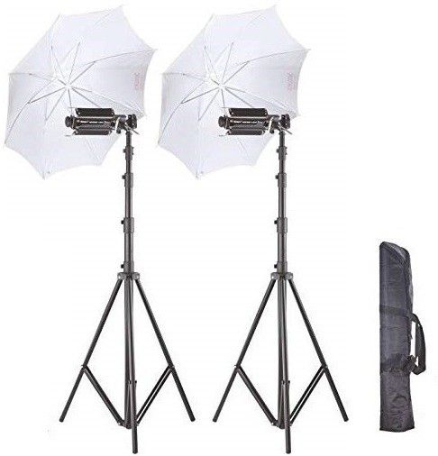 WON Pair of Porta Umbrella Video Light for Still Video Photography Portable Studio Kit White Reflector Umbrella-image-7