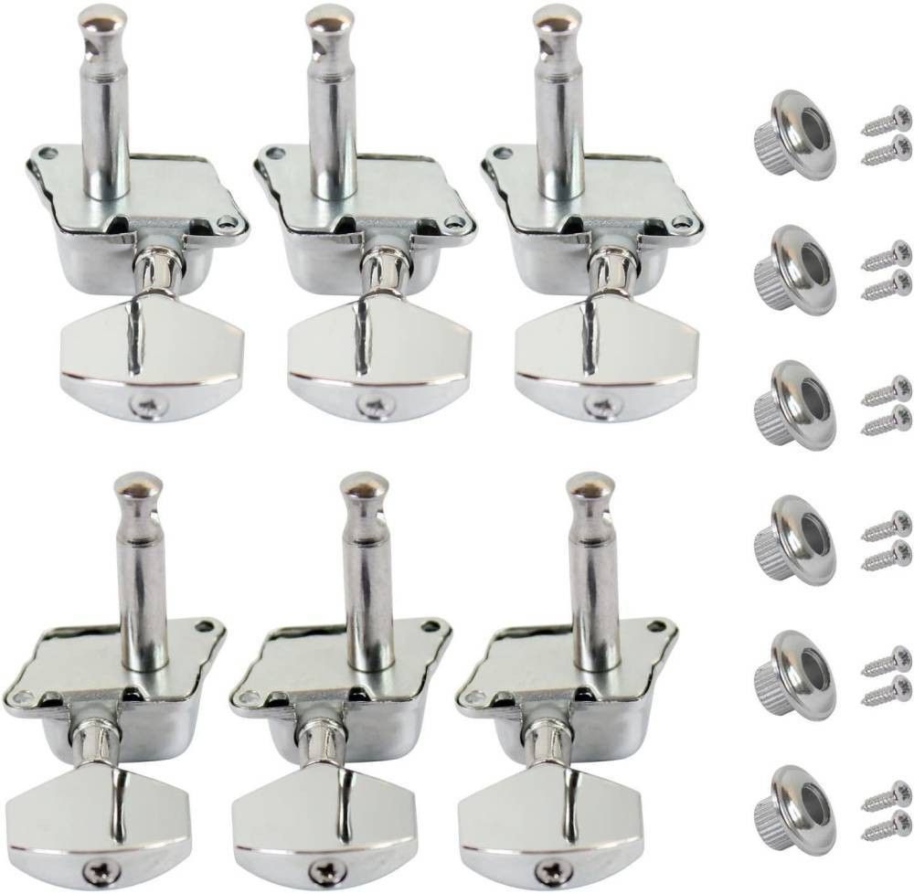 kanha hub Chrome Tuning Peg Silver for Acoustic Guitar Parts Tuners Keys Guitar Tuning Pegs Tuners Machine Heads 3R+3L(6 PCS) Manual Analog Tuner-picture-17