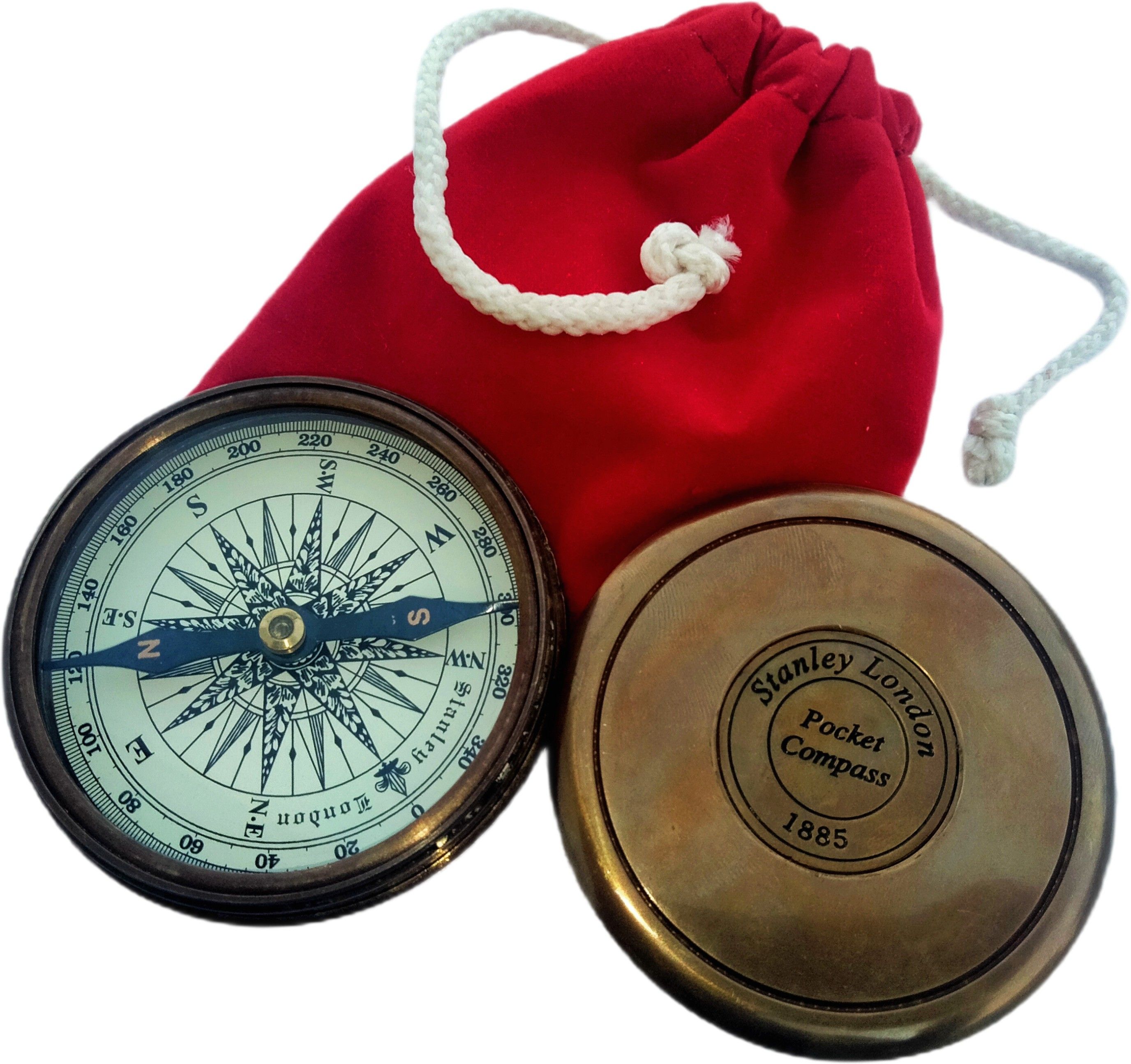 ascent india Antique Style Brass Poem Compass lid WIth Fabric Cover Compass-picture-38