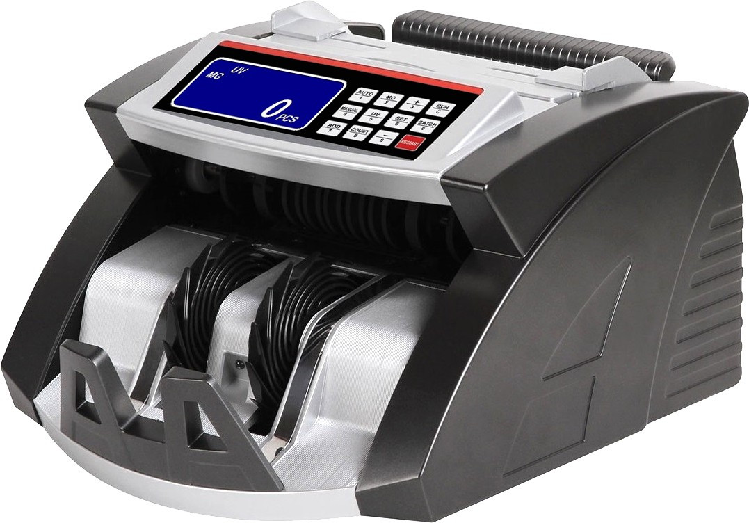 Drop2Kart Automatic Money Counter - Counts All INR Bills, UV/MG/MT/IR Sensors, Multiple Operation Modes, FakeNote Alarm, Dual Display - LCD+LED Note Counting Machine image 1