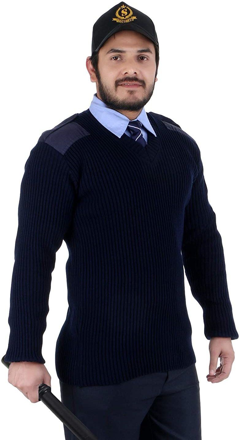 fabuniforms Men Striped V Neck Blue Sweater-picture-19