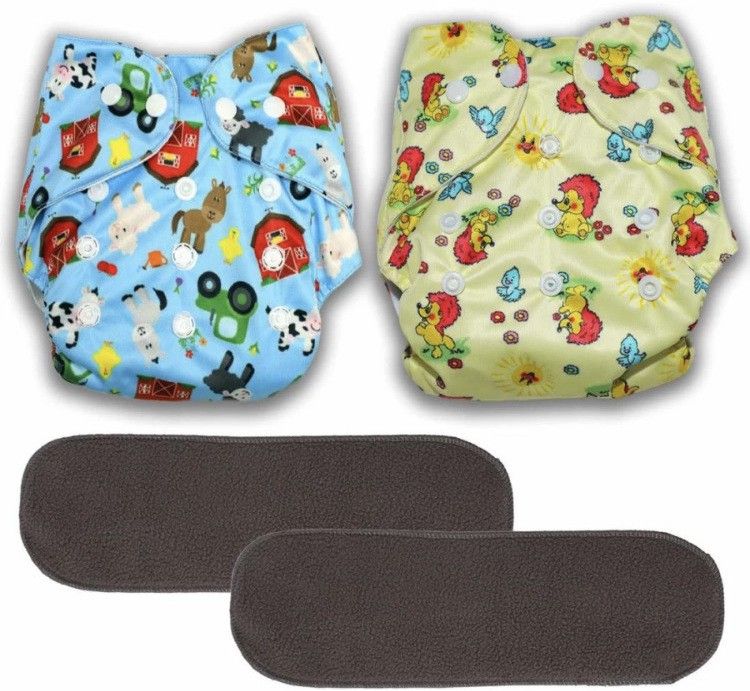 Trendy Reusable Adjustable Washable Multicolour Printed Diaper Nappy With High Absorbing Insert/Liner For Baby New Born To 2 Year (2 Diaper +2 Insert)-image-19