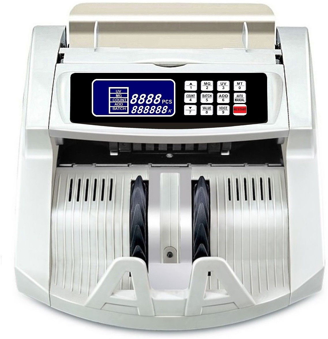 Drop2Kart Cash Counter for All Indian Bill Denominations - UV/MG CMOS Sensors, Bright TFT LCD Display, ADD/BATCH Modes, LED External Display Note Counting Machine image 1