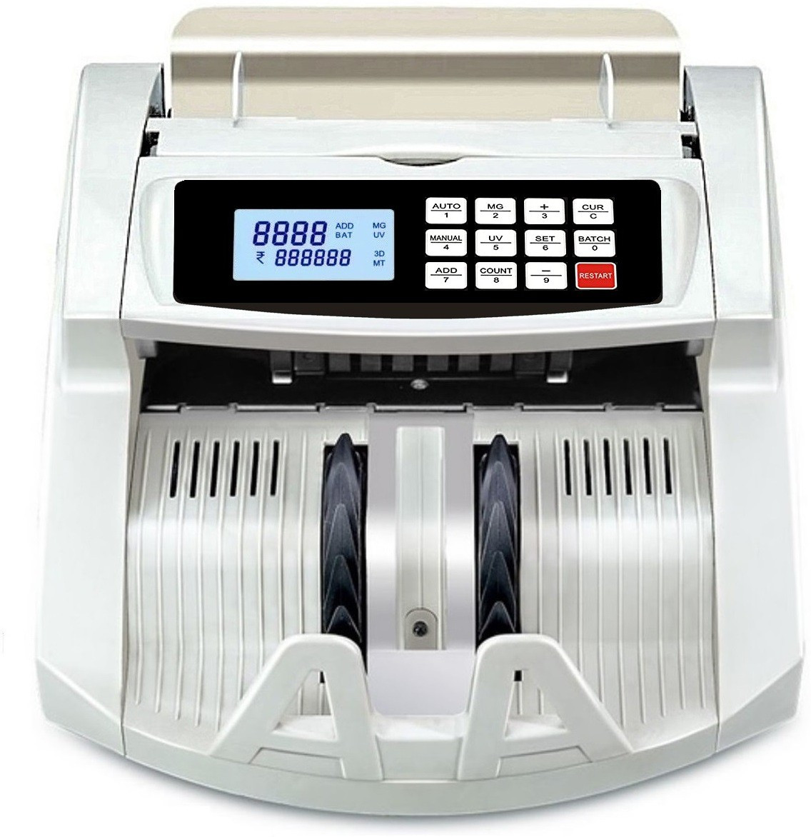 Drop2Kart LCD Cash Counter - Automatic AccuCounts All Indian Currency, UV/MG Sensors, ADD/BATCH Modes, HeavyDuty Motor, LED External Display Note Counting Machine image 1