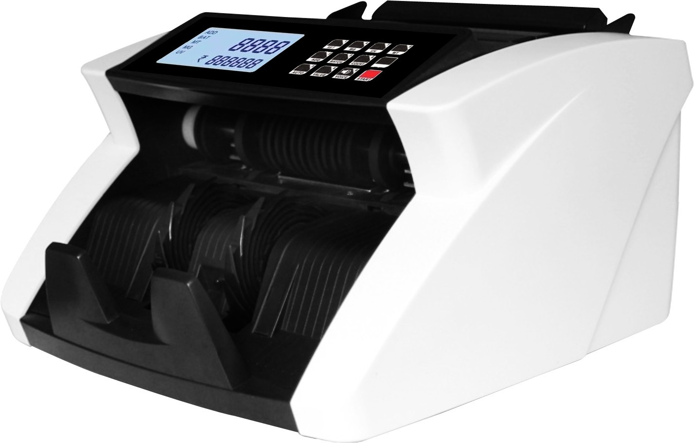 Drop2Kart Cash Counter with UV/MG FakeNote Detection, Big LCD Display with ADD/BATCH Modes, HeavyDuty Motor, LED External Display Note Counting Machine image 1
