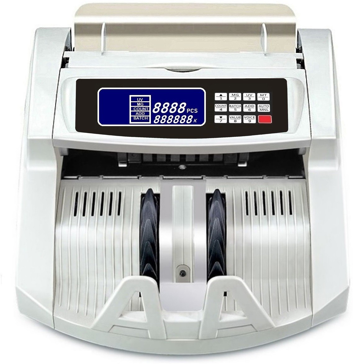 Drop2Kart Bank Grade Bill Counter - UV/MG Counterfeit Detection, RGB LCD Display, ADD/BATCH Modes, FakeNote Alarm, Counts All INR Note Counting Machine image 1