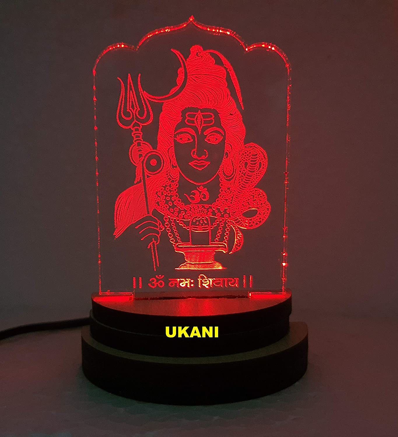 3D USB God Shivji Bholenath Night Lamp for Car/Office/Desktop/Gift/Table Top 7 Color Change Light Size 3 Inch Table Lamp