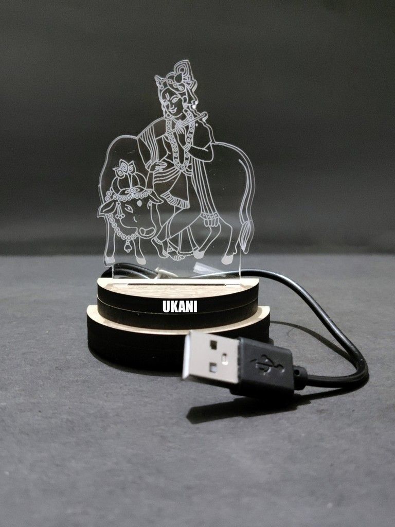3D USB GOD KRISHNA Night Lamp for Car/Office/Desktop/Gift/Table Top 7 Color Change Light Size 3 Inch Table Lamp