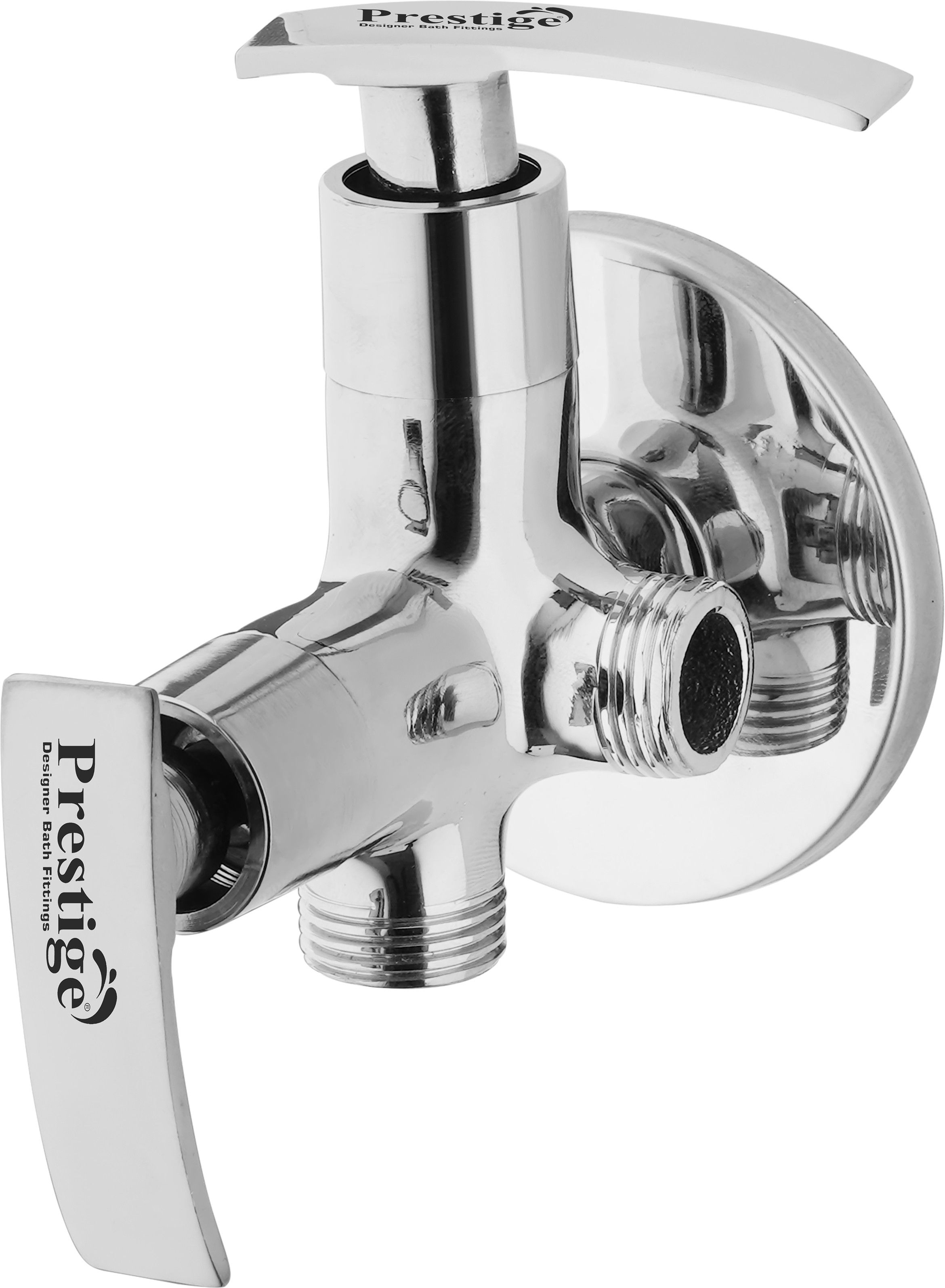prestige Passion Angle Cock 2 in 1, Brass Tap For Bathroom and Kitchen (Silver) Twin Elbow Valve Faucet-picture-4
