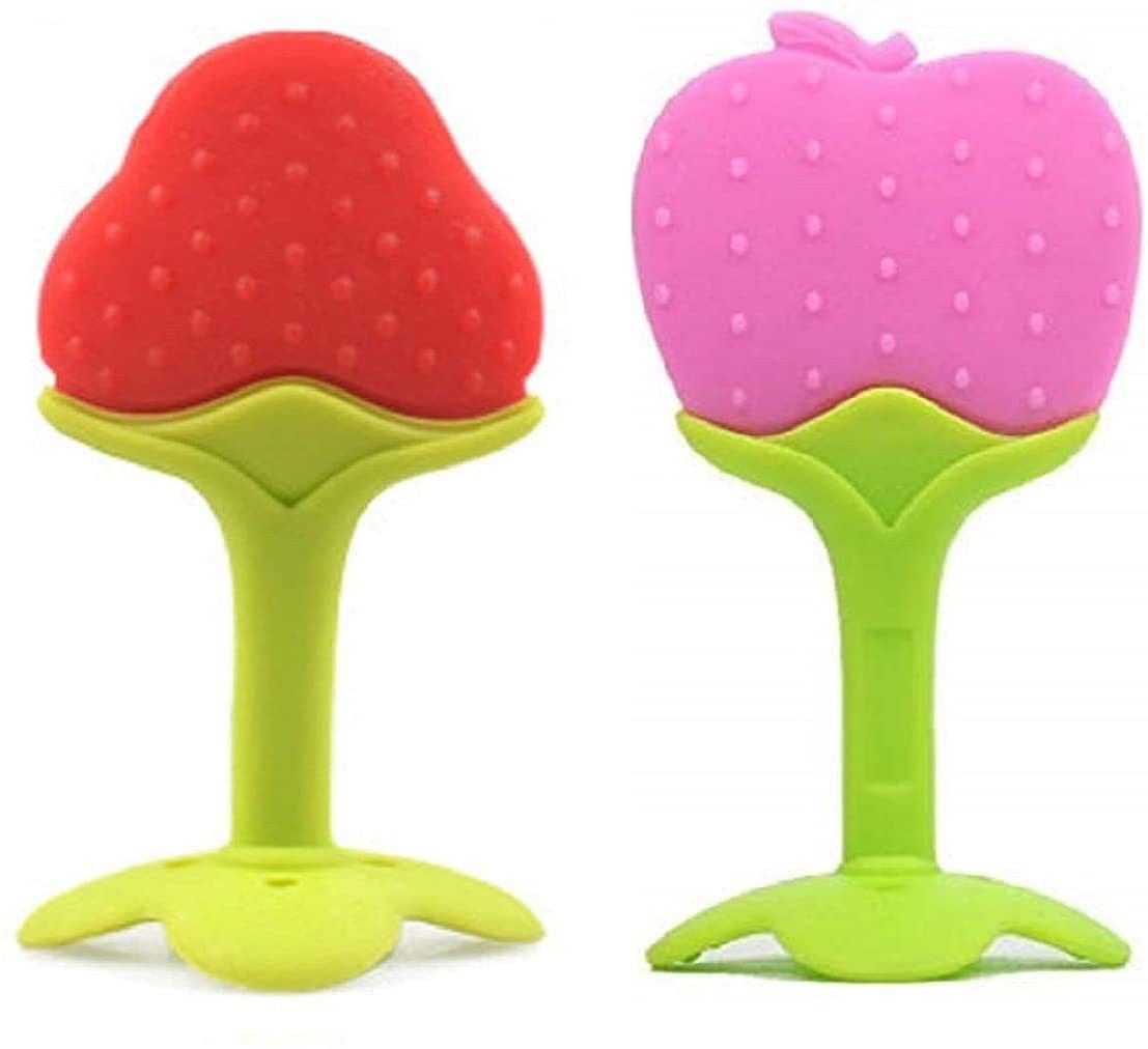 Baby Fruit Shape Silicone Teethers Soft Stick Chews Nibbler for Baby Dental Care BPA-Free for Infants Baby (Pack of 2) Teether-image-23