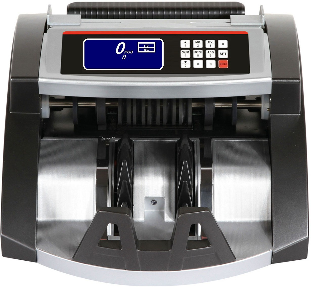 Drop2Kart HeavyDuty Cash Counter - UV/MG/MT/IR Sensors, Counts All INR Bills, FakeNote Alarm, LED External Display, After Sales Service Support Note Counting Machine image 1