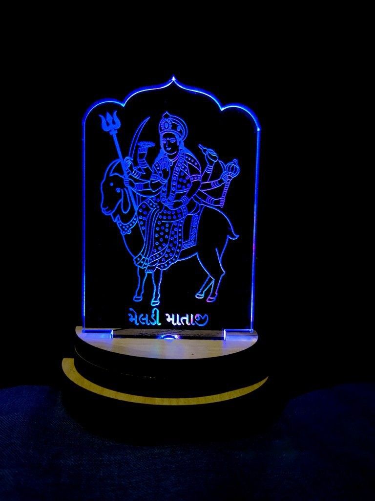 3D USB SHREE MELDI MATAJI Night Lamp for Car/Office/Desktop/Gift/Table Top 7 Color Change Light Size 3 Inch Table Lamp-image-1