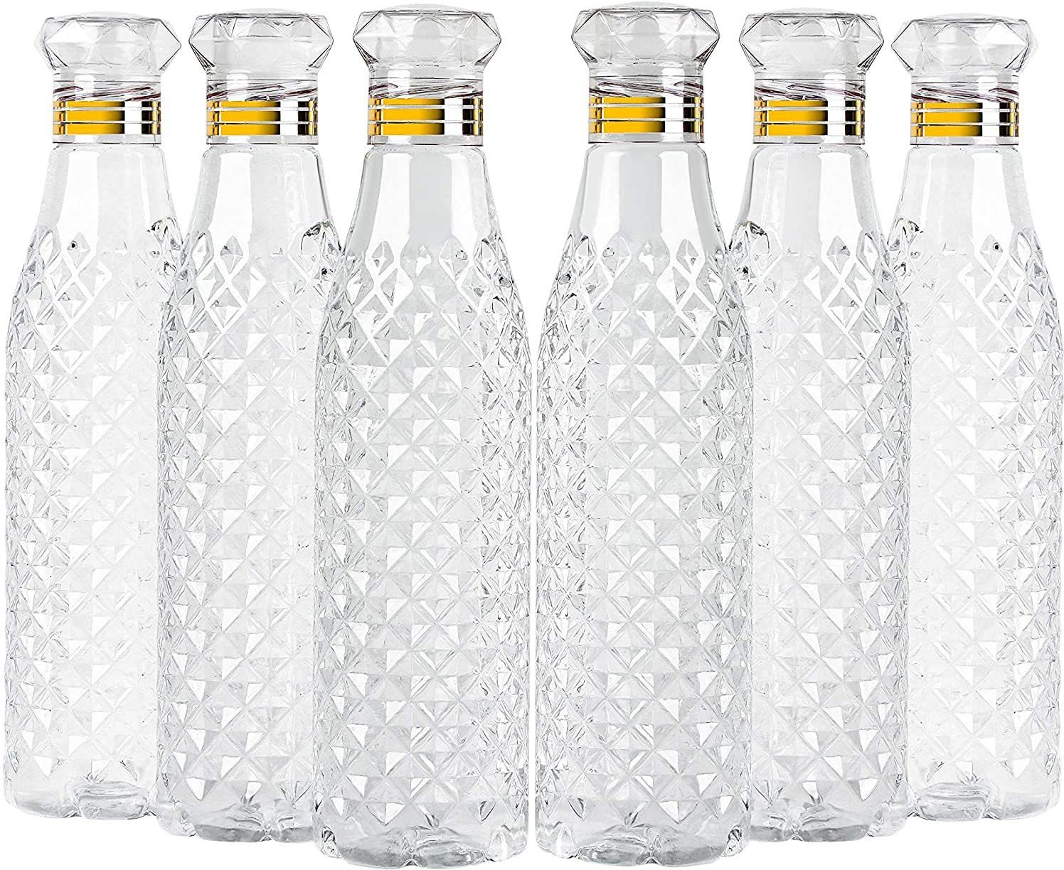 Water Bottle Fridge Home n Office, Transparent 1000ml (Crystal Diamond Set of 6) 1000 ml Bottle-image-11