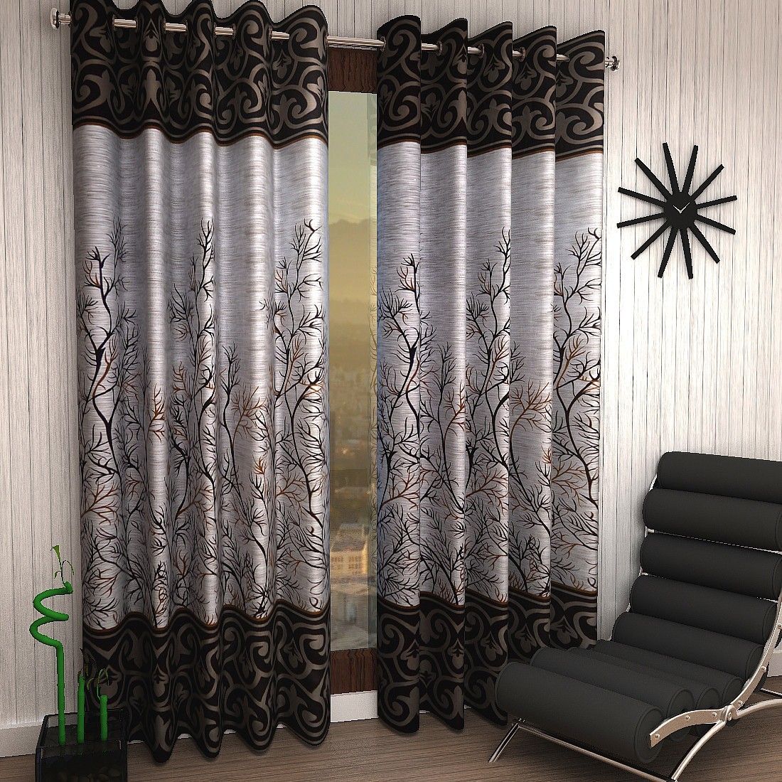 153 cm (5 ft) Polyester Semi Transparent Window Curtain (Pack Of 2)