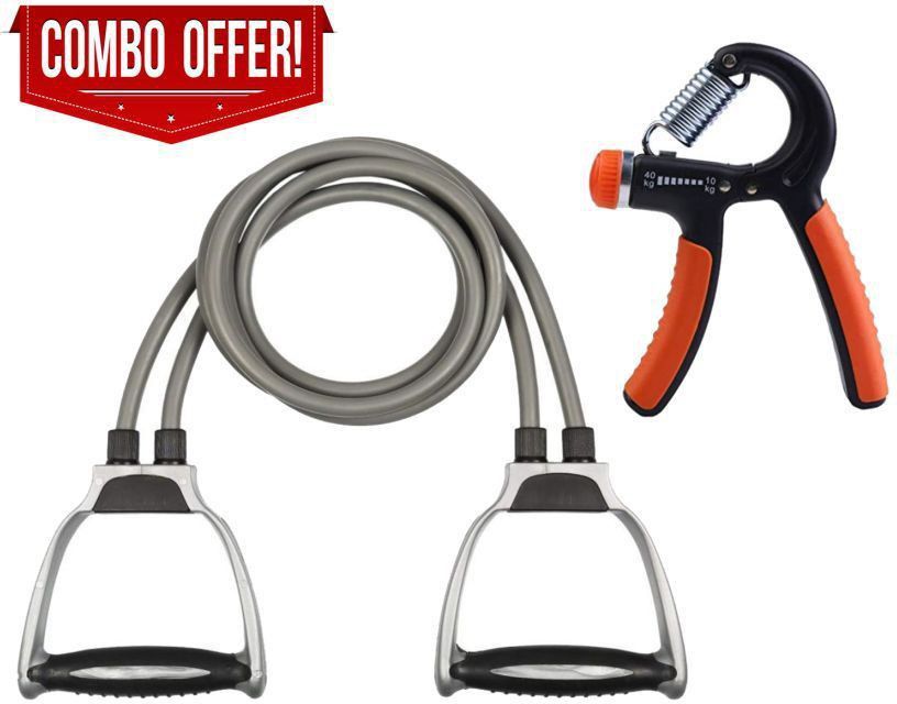 Toning Tube with D Handle Fitness Rope and Hand Grip Adjustable for home workout Fitness Accessory Kit Kit-image-11
