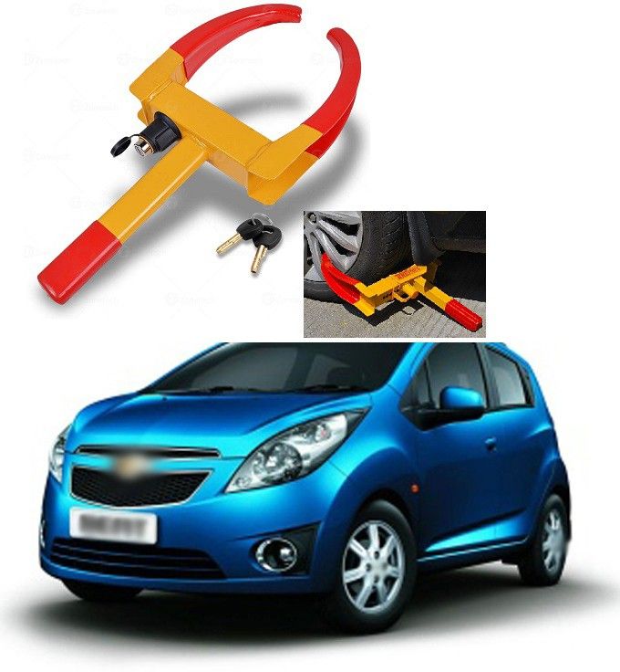 Heavy Universal Security Trailer Wheel Locks Tire Anti Theft for Car ATV SUV Golf Cart Motorcycle Great Deterrent Bright Red/Yellow with 3 Keys Compatible With Chevrolet Beat Wheel Lock-image-24
