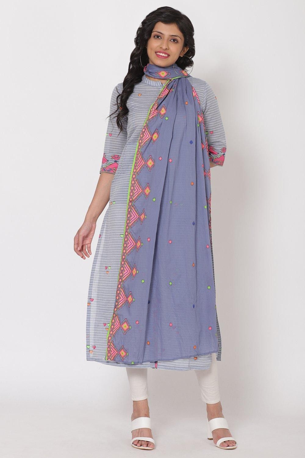 rangriti Pure Cotton Printed Blue Women Dupatta-picture-16