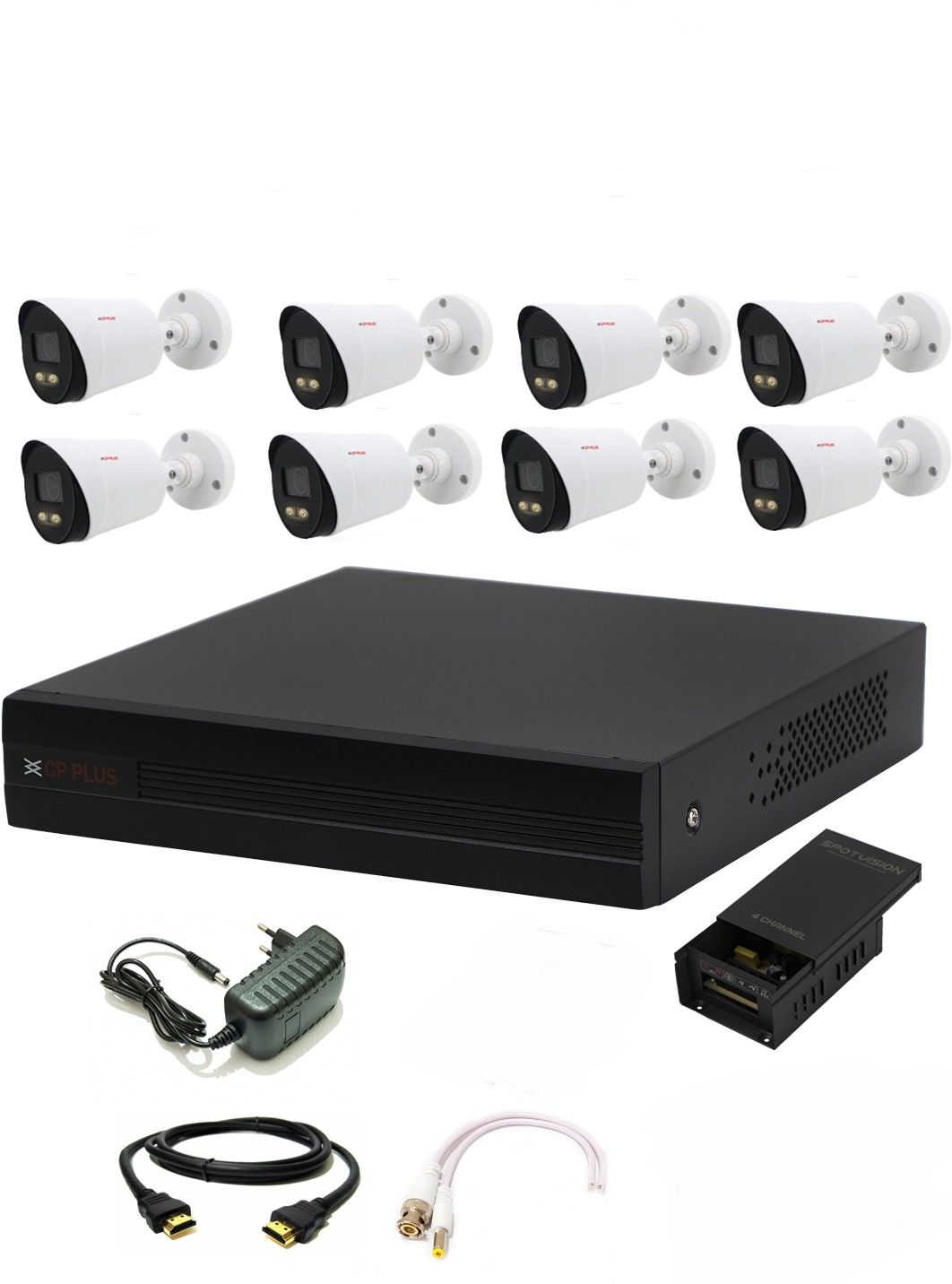 CP PLUS 8 Channal HD DVR 1080p 1Pcs,Colorful View In Nightvision Outdoor Camera 2.4 MP 8Pcs,Power supply 1Pcs,HDMI cable 1Pcs,Bnc & Dc connectors, Security Camera-image-11
