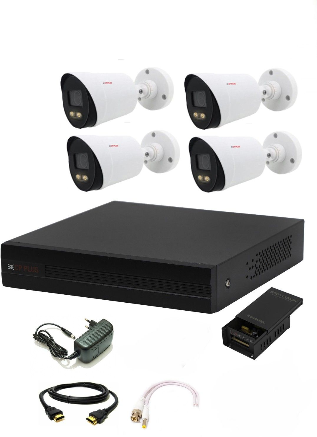 CP PLUS 4 Channal HD DVR 1080p 1Pcs,Colorful View In Nightvision Outdoor Camera 2.4 MP 4Pcs,Power supply 1Pcs,HDMI cable 1Pcs,Bnc & Dc connectors, Security Camera-picture-10