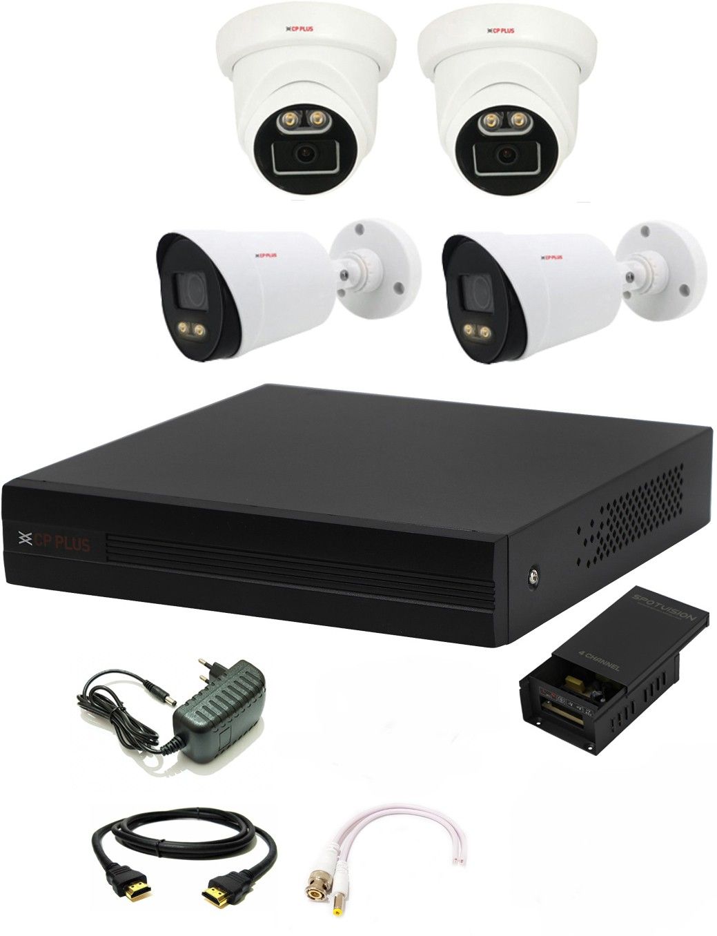 CP PLUS 4 Channal HD DVR 1080p 1Pcs,Colorful View In Nightvision Outdoor Camera 2.4 MP 2Pcs, Indoor Camera 2.4 MP 2Pcs,Power supply 1Pcs,HDMI cable 1Pcs,Bnc & Dc connectors, Security Camera-image-14