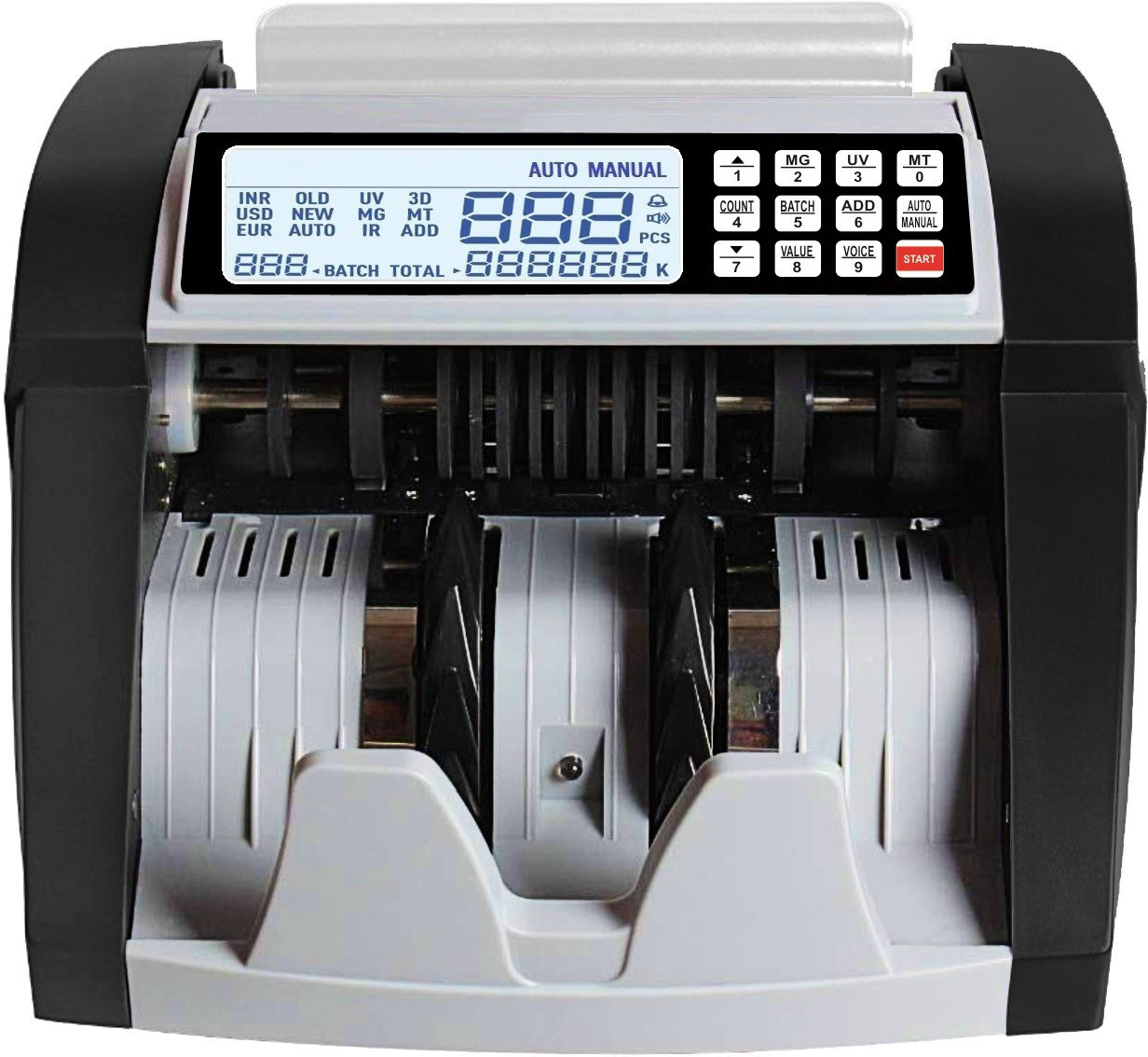 Drop2Kart HeavyDuty Cash Counter - Counts All INR Currency, UV/MG/MT/IR Sensors, FakeNote Alarm, Multiple Operation Modes, LED External Display Note Counting Machine image 1