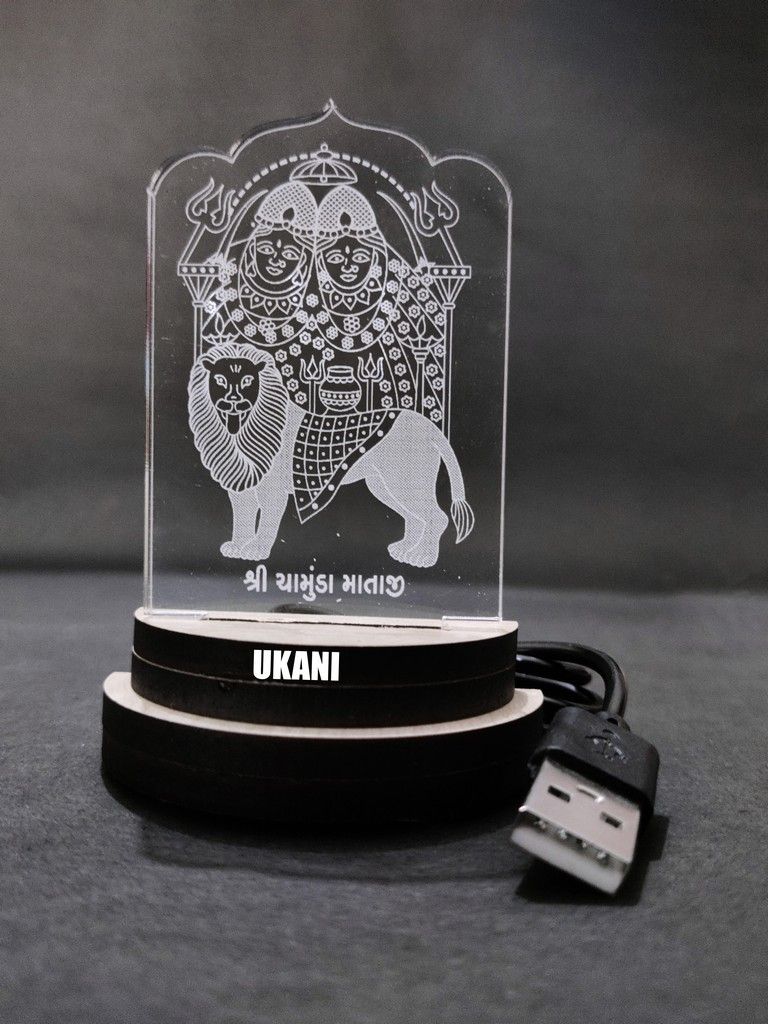 3D USB SHREE CHAMUNDA MAA Night Lamp for Car/Office/Desktop/Gift/Table Top 7 Color Change Light Table Lamp-image-7
