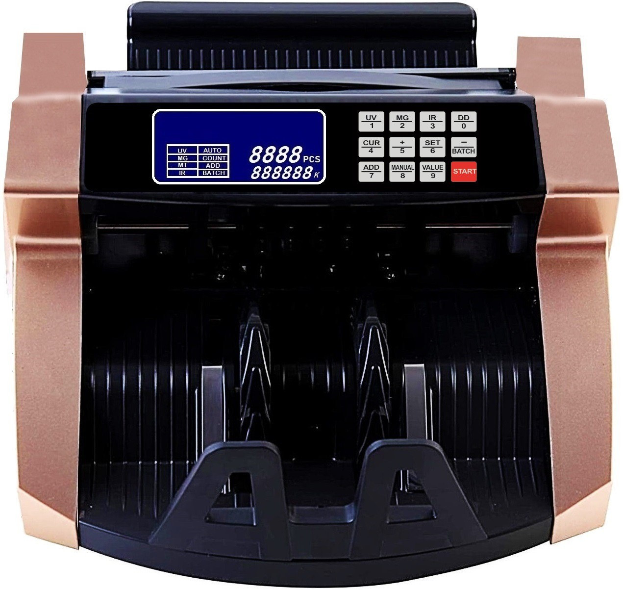 Drop2Kart Automatic Bill Counter - AccuCount All INR Currency, UV/MG Sensors, FakeNote Alarm, ADD/BATCH Modes, LED External Display Note Counting Machine image 1