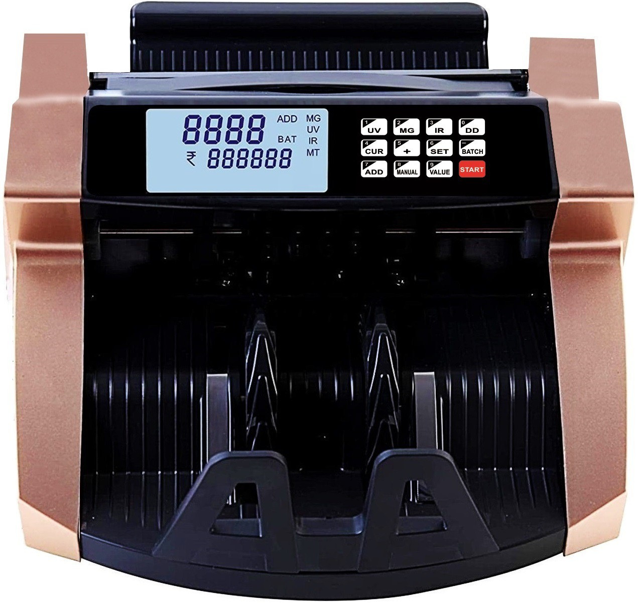 Drop2Kart Cash Counter for All Indian Bill Denominations - UV/MG Sensors, Bright RGB LCD Display, ADD/BATCH Modes, LED External Display Note Counting Machine image 1