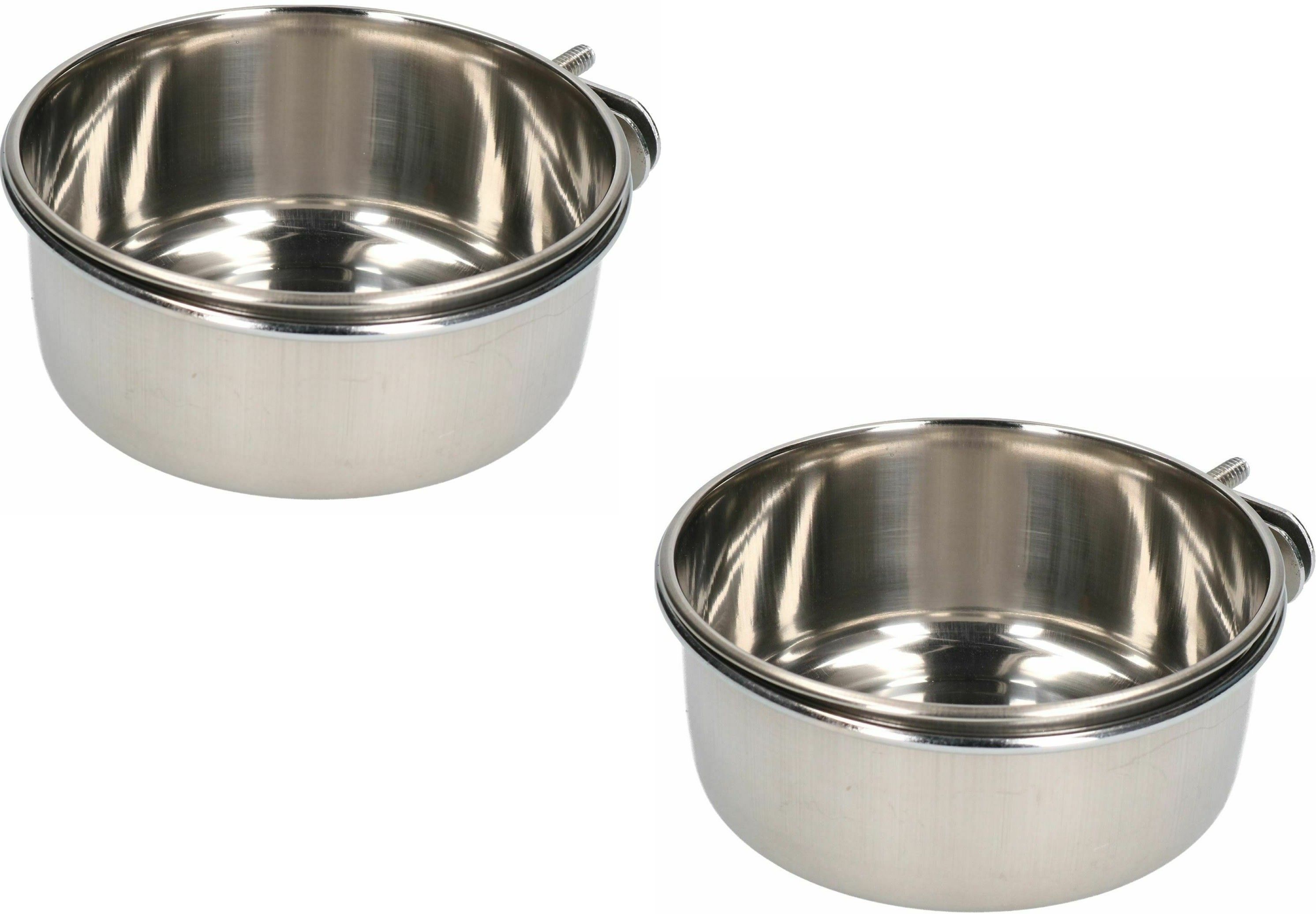 the dds store Bird Feeding Dish Cups, Parrot Food Bowl Holder-Stainless Steel Coop Cup, Bird Cage Water Bowl for Parakeet African Greys Conure Cockatiels Lovebird Budgie Chinchilla Clamp Holder Pack of 2 ROUND Steel Pet Bowl-picture-21