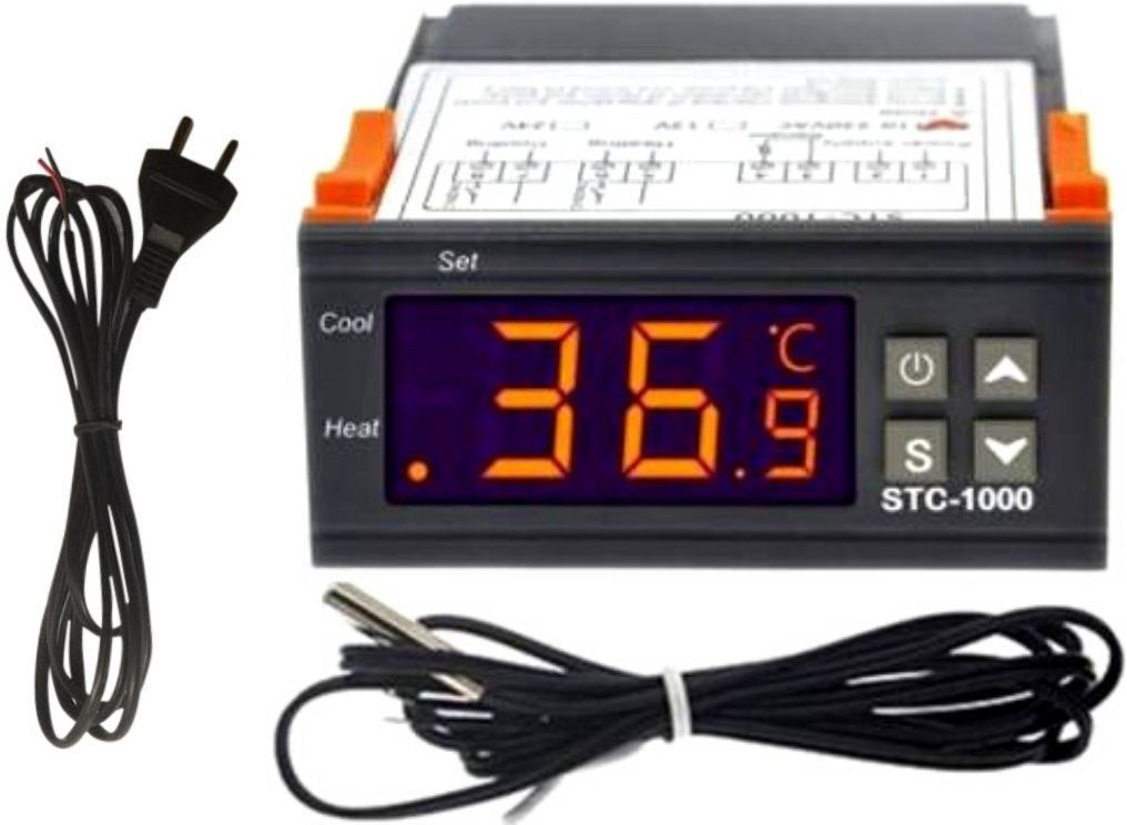 cybersupreme STC-1000 Digital Temperature Controller 2 Pin AC Power Cord (Cable) 2 mtrs Temperature Sensor and Controller Electronic Hobby Kit image 1