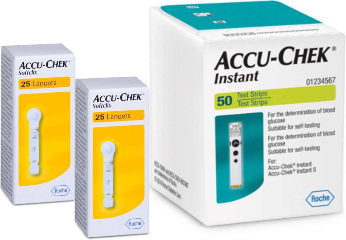 ACCU-CHEK Instant 50 strips with 2 pack of Softclix Lancets 50 Glucometer Strips image 1