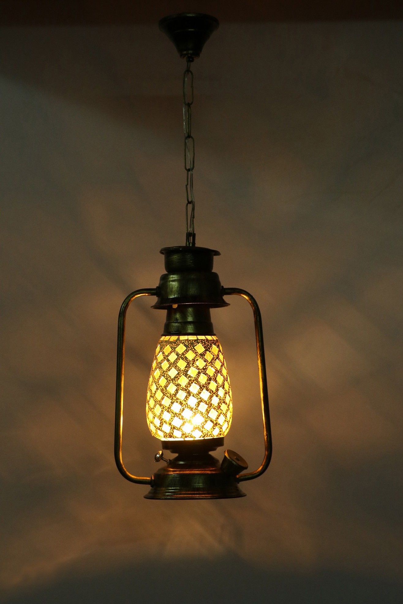 afast Antique Pendant Hanging Lantern Lamp With Colorful Hand Decorated Light Shade Perfect Match Of Trading And Traditional Them Decoration, Metal, Glass White, Gold Glass, Metal Hanging Lantern-picture-11