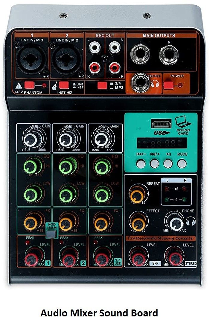 kh Professional Audio Mixer Sound Board Console System Interface 4 Channel Digital USB Bluetooth MP3 Computer Input 48V Phantom Power Stereo DJ Studio Streaming/four 4-way mini mixer with reverb Analog Sound Mixer-picture-17