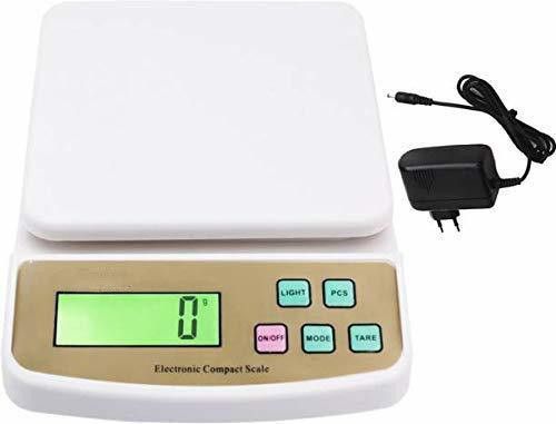 INDICUL 10kg kitcchen scale with 20 hour battery backup white with AC adaptor Weighing Scale