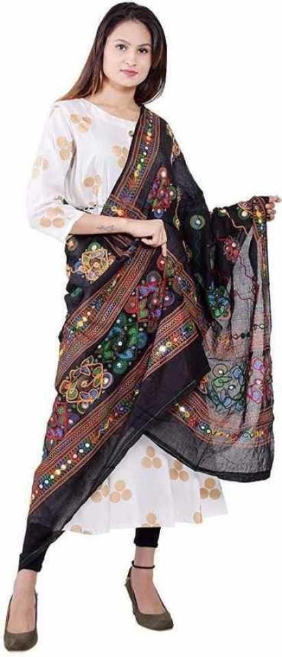 raj-rajeshwari collection Pure Cotton Embroidered Black Women Dupatta-picture-28