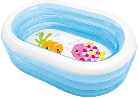 Oval Whale Fun Pool, Blue Inflatable Swimming Pool-image-0