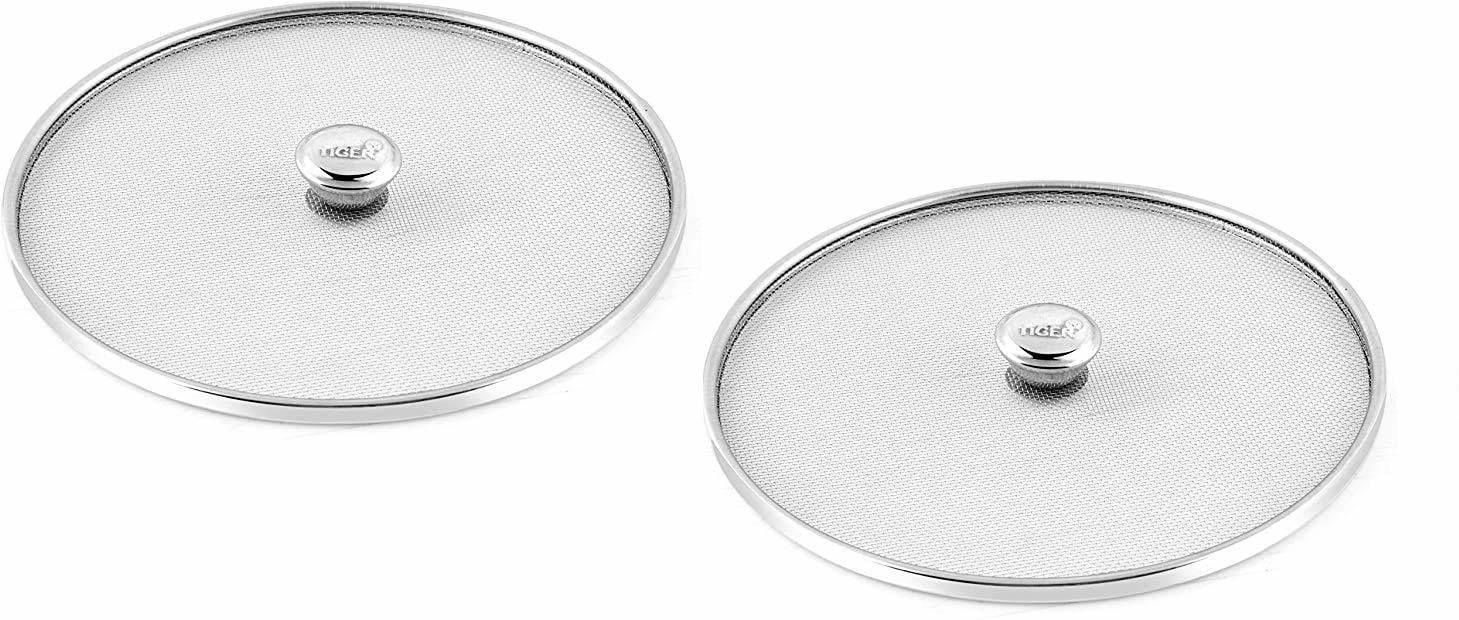 Stainless Steel Vessel Net Cover Lid for Utensils, Fruits, Vegetable Basket, Milk Pan, Food for Kitchen and Dining Table, Multipurpose Strainer, Silver(Pack of 2, 8 and 9 Inch) 8 inch, 9 inch Lid Set-image-26