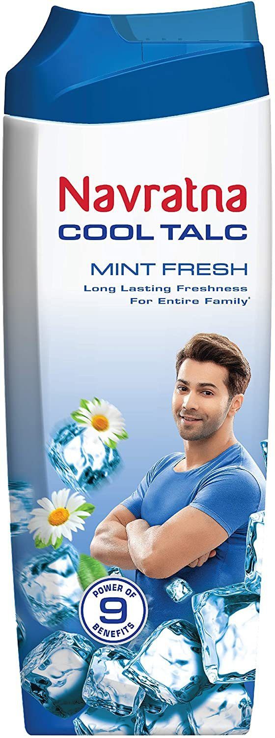 Navratna Cool Mint Fresh Talc Instant Sweat Absorpti Navratna Cool Mint Fresh Talc Instant Sweat Absorpti
