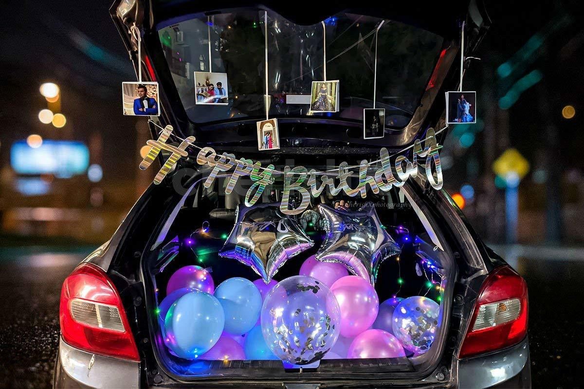 Solid Car Dikki Boot Happy Birthday Balloons decoration Kit Banner With Metallic and Foil balloons Balloon-image-1