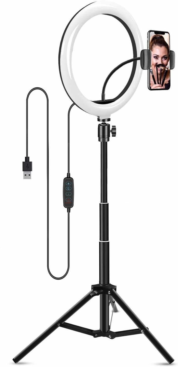 JAMMY ZONES Big Selfie Ring Light 10" with 7ft Tripod Stand for video,Reels Studio J127 Ring Flash