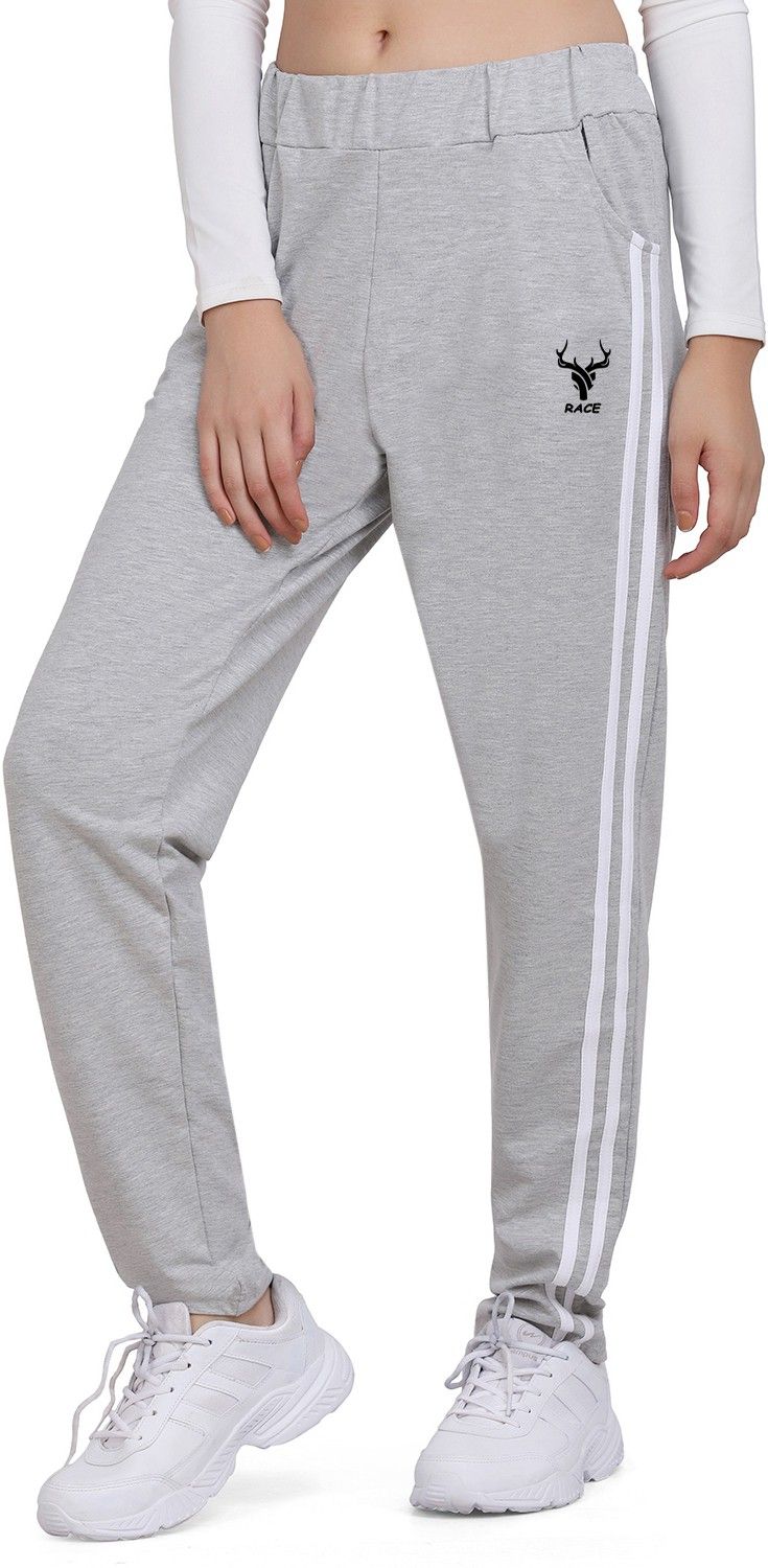 zazbi Women Striped Grey Track Pants-picture-24