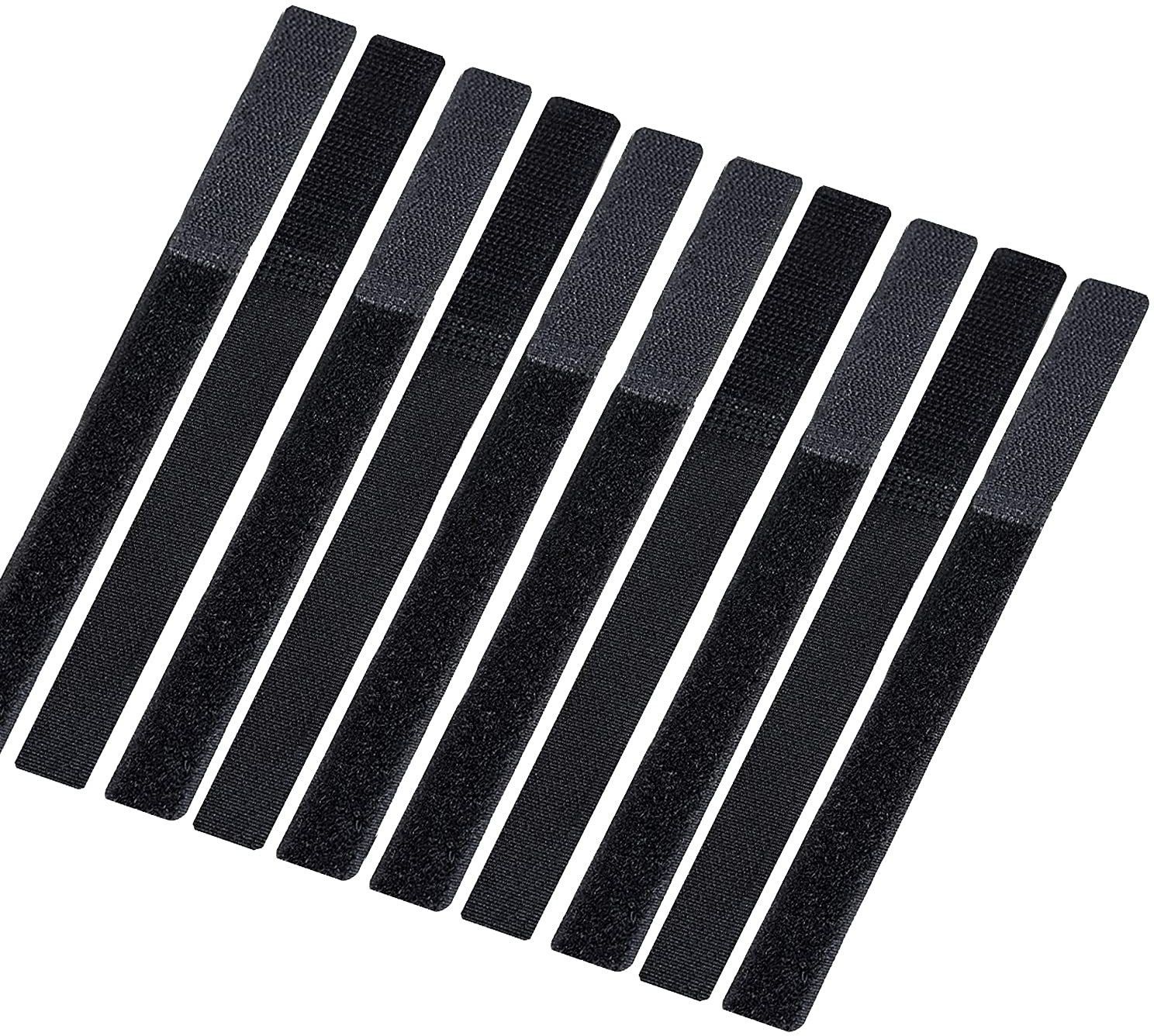 Cable Ties Reusable Fastening Cable Ties Cable Straps Strips Wire Organizer Cord Rope Holder for Laptop PC TV 7 Inch, Pack of 10 - Black Sew-on Velcro-image-33