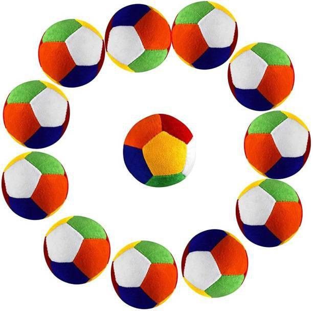 Ball Set for Kids/1yr-5yr Old Baby/Boys/Girls - Multicolor Soft Small Size Balls - Soft Plushed Baby Ball (10 cm - Set of 12) - 10 cm (Multicolor)- 10 cm-image-4