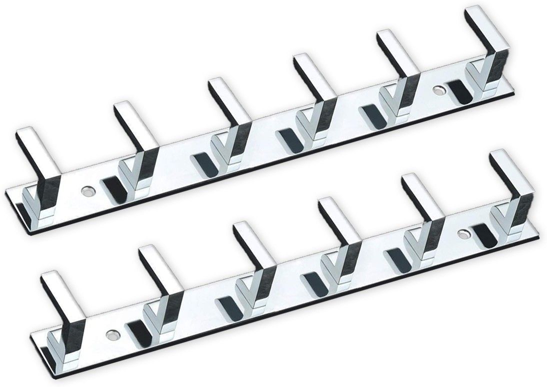 flaner Classic 6 Pin Cloth Hanger Hooks-Wall Door Bathroom Hooks(PACK OF 2) Hook Rail 6-picture-14