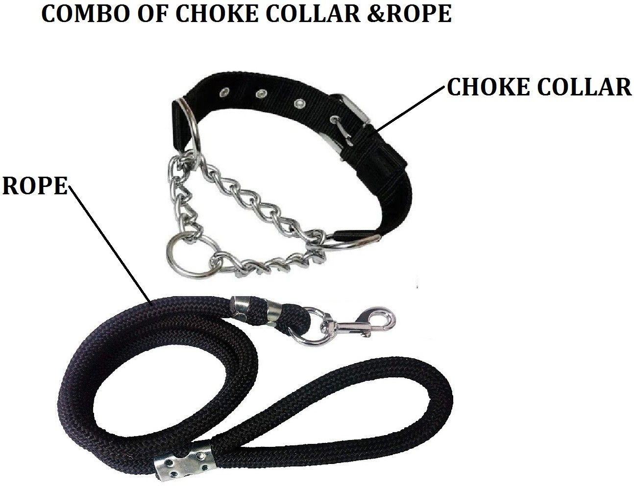 Imported Best High Quality Dog Choke Collar+Rope(Combo of 2) Dog Collar & Leash-image-21