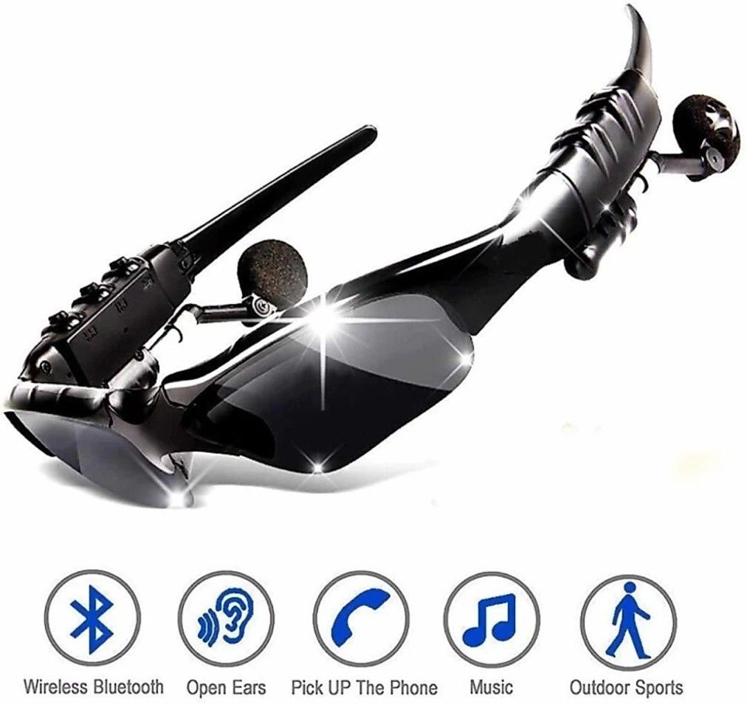 Kundra uper Quality Stereo Wireless Electronics Bluetooth Outdoor Activities Bluetooth Wireless Smart Sunglasses With Hands-Free Calling Function Wireless Sports Sunglasses Bluetooth Earphone Deep Bass Lightweight Bluetooth Headset Sunglasses Headphone Wireless Bluetooth Headphones With Good Touch Function (Smart Glasses, Black)-image-7