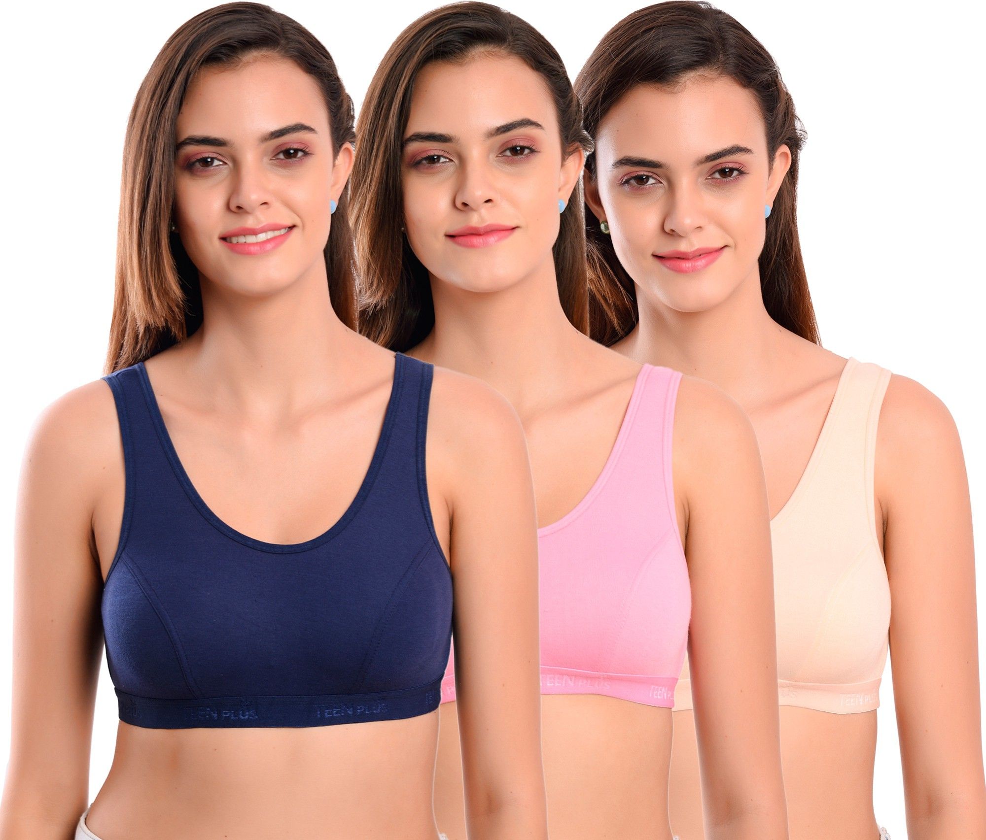 teenplus Pack of 3 Women Sports Non Padded Bra-picture-21